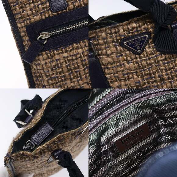 PRADA Hand Bag Tweed Beige Silver - Picture 11 of 13